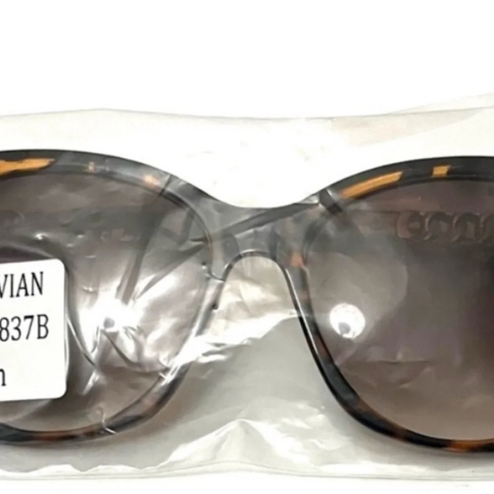 NWT Suzy Levian Brown Tortoise Frame Gold Chain Oversized Sunglasses UV 100%